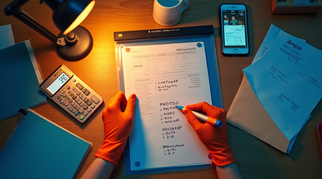 Préparer le dossier: photos, constat amiable, factures et liste des biens